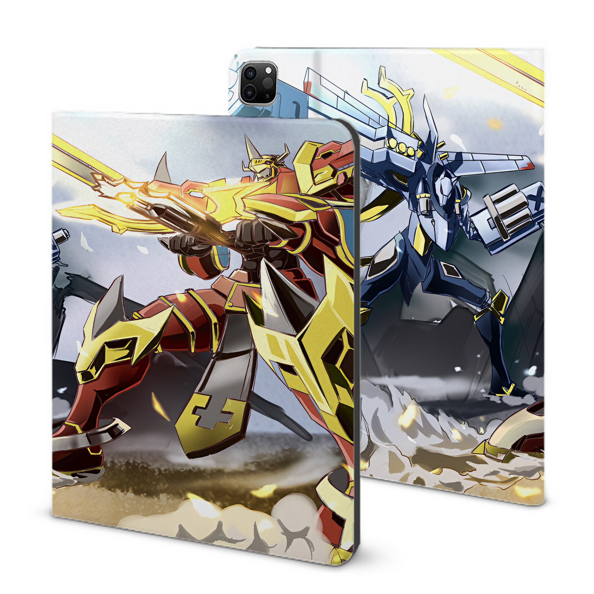 （画像用） Digimon デジタルモンスター/デジモン IPad ケース ブック型 PUレザー TPU 耐衝撃 軽量 薄型 ペン収納なし 全面保護 IPad 各モデル対応